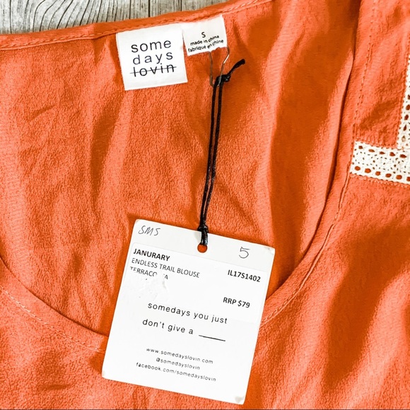 NWT SOMEDAYS LOVIN Burnt Orange Blouse - Picture 10 of 13